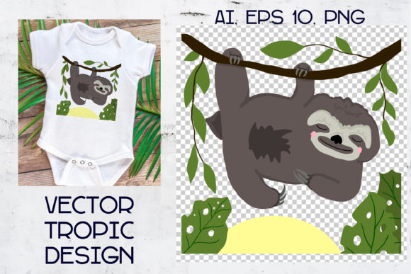 Download Tropical Animal, Sloth, Kids Vector Illu - Sloth Collection