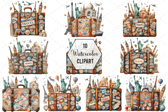 Download TravelSticker Vintage Suitcase Clipart - Vintage suitcase Collection