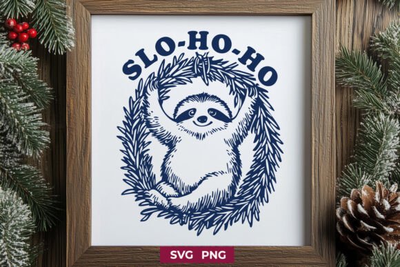 Download Slo-Ho-Ho Christmas Sloth SVG PNG - Sloth Collection
