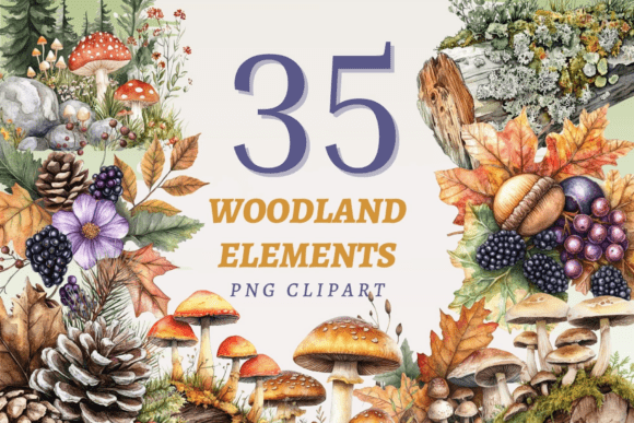 Download Woodland Elements PNG Bundle - Element Collection