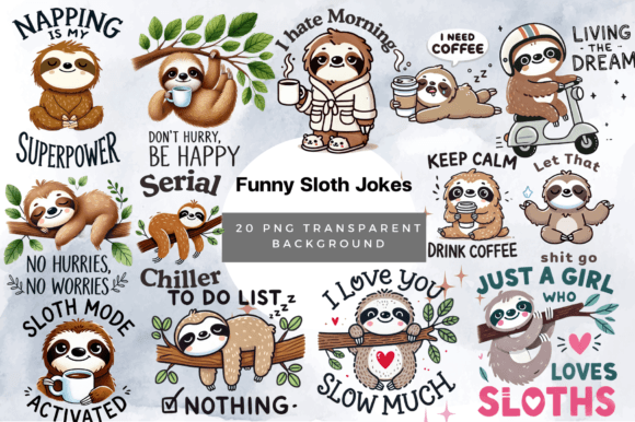 Download Funny Sarcastic Sloth Coffee Quote PNG - Sloth Collection