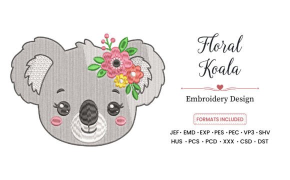 Download Floral Koala Embroidery Design - Design Collection