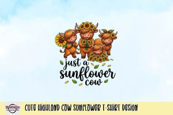 Download Cute Highland Cow Sunflower T-Shirt Design - Design Collection