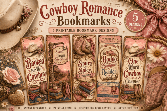 Download Cowboy Romance Bookmark Printable Set 5 - Print Collection