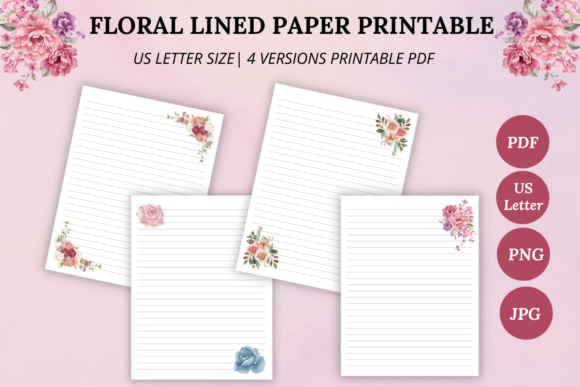 Download Floral Lined Paper Printable - Print Collection