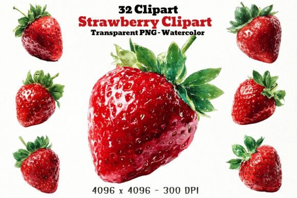 Download 32 Strawberry PNG Clipart - Premium Bundle