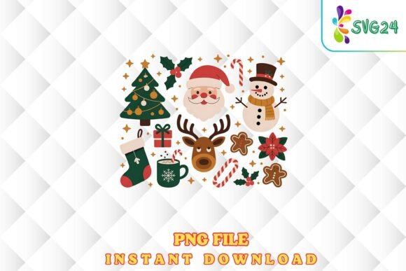 Download Cute Retro Christmas Elements Png - Element Collection