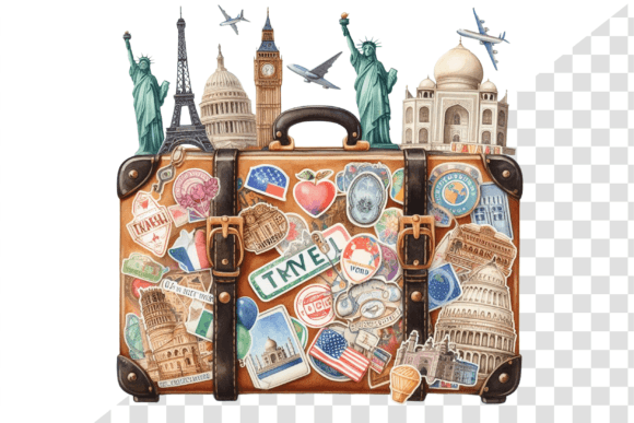 Download TravelSticker Vintage Suitcase Clipart - Vintage suitcase Collection