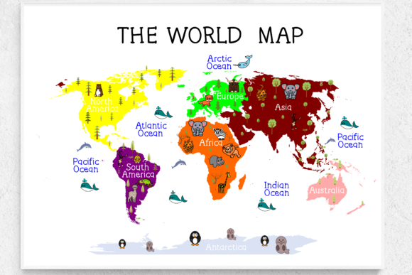 Download Nursery Wall Art, World Map Print, Chart - Print Collection