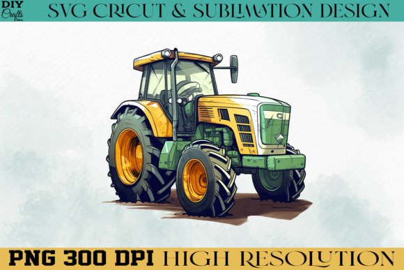 Download Farm Tractor PNG Watercolor Design - Design Collection