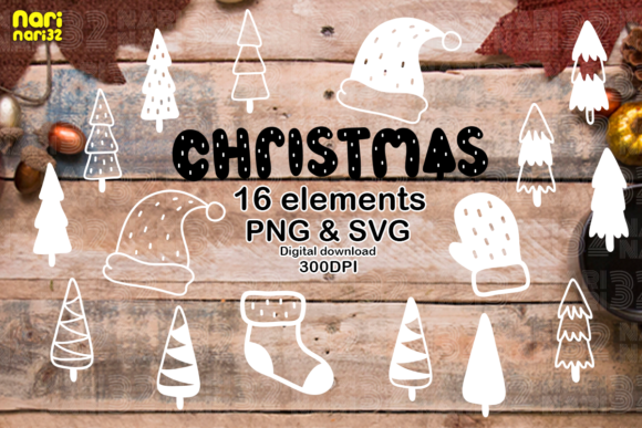 Download 16 Christmas Elements, PNG, SVG, Clipart - Element Collection