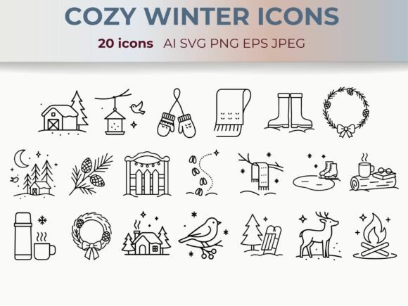 Download Winter Line Icons Cozy Holiday Vector - Cozy holiday Collection