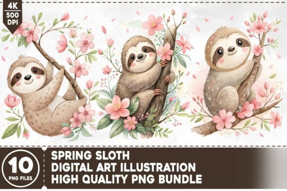Download Spring Sloth PNG Bundle - Sloth Collection