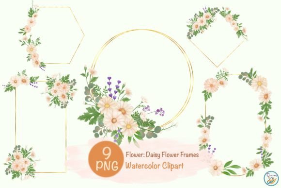 Download Watercolor Elements | Daisy Flower Frame - Element Collection