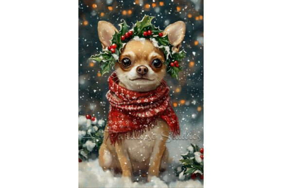 Download Christmas Chihuahua Dog Winter Art Print - Print Collection