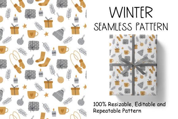 Download Christmas Pattern with Winter Elements - Element Collection