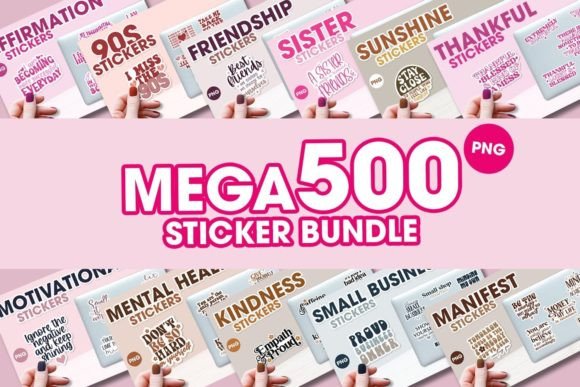 Download Mega Printable PNG Sticker Bundle - Print Collection